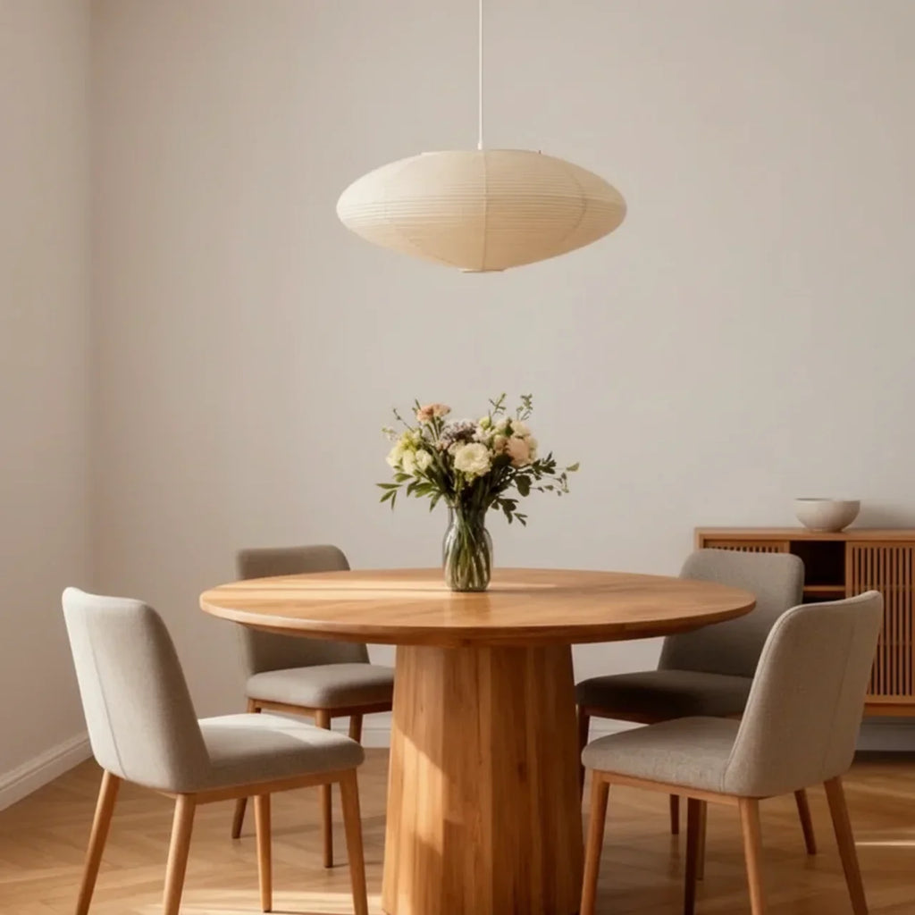 Oval Rice Paper Shade Ceiling Lamp — Soft Diffused Ambient Light