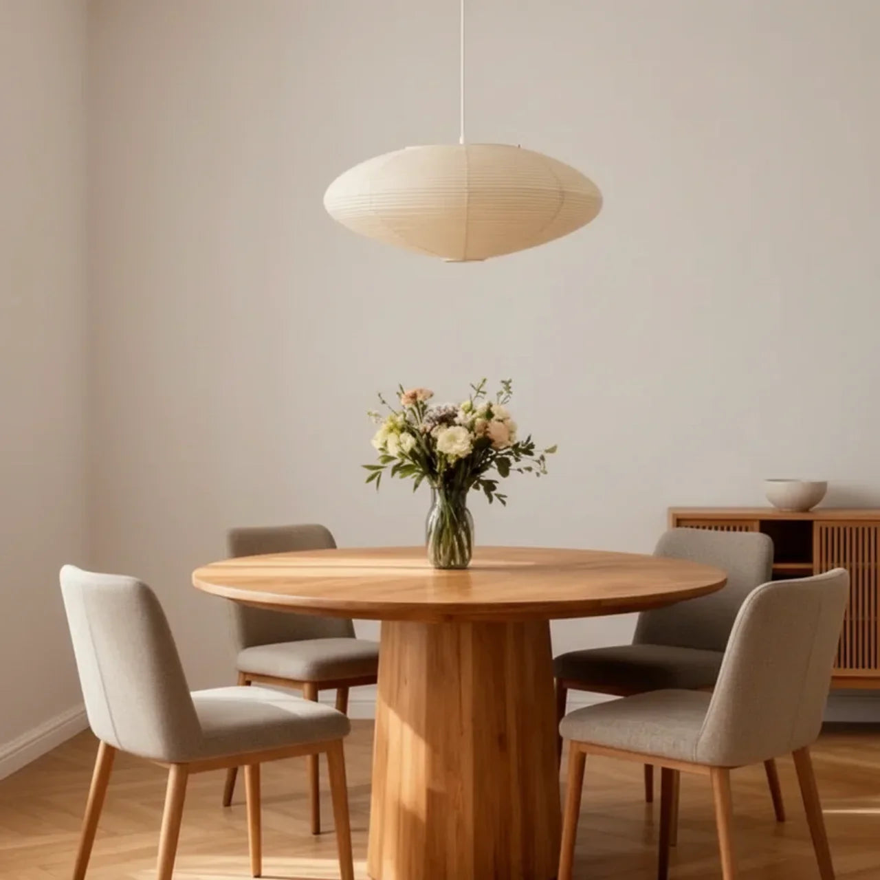 Oval Rice Paper Shade Ceiling Lamp — Soft Diffused Ambient Light