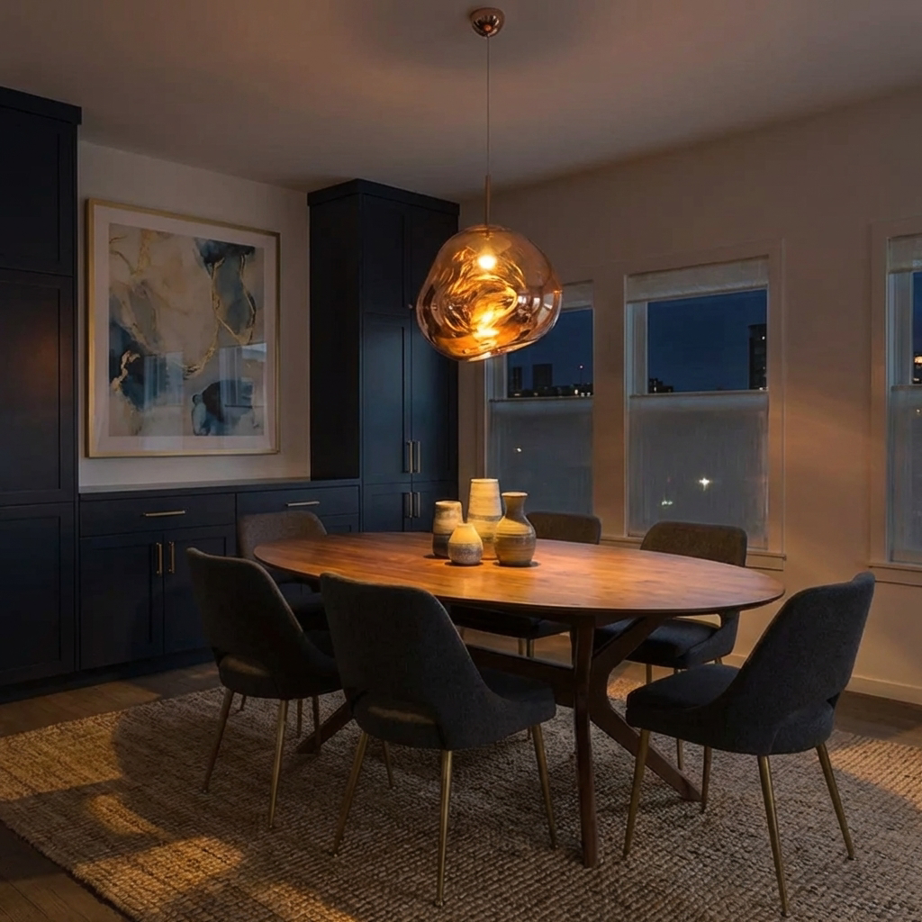 Organic Style Acrylic Pendant Lamp — Rounded Molded Shade, Sculptural Silhouette