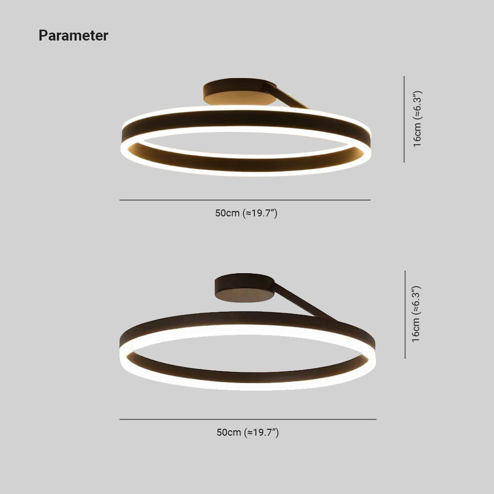 50 cm:n himmennettävä LED-rengasvalaisin, metallia/akryyliä, musta/valkoinen