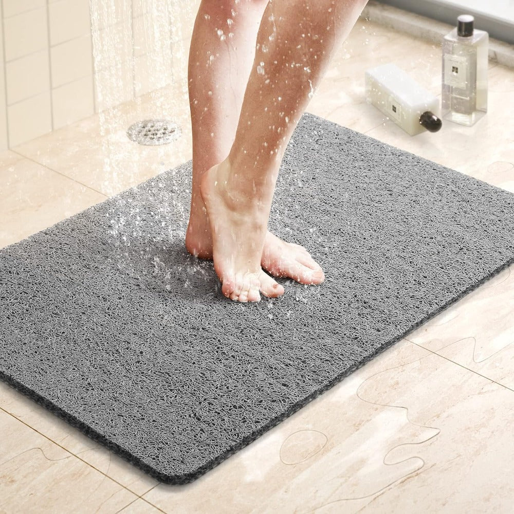 Alfombrilla de ducha de PVC gris - antideslizante, permeable al agua, recortable
