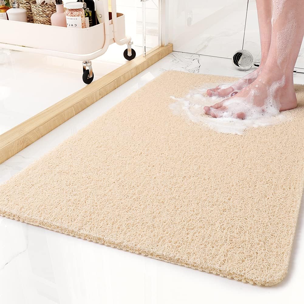 Alfombrilla de ducha de PVC gris - antideslizante, permeable al agua, recortable