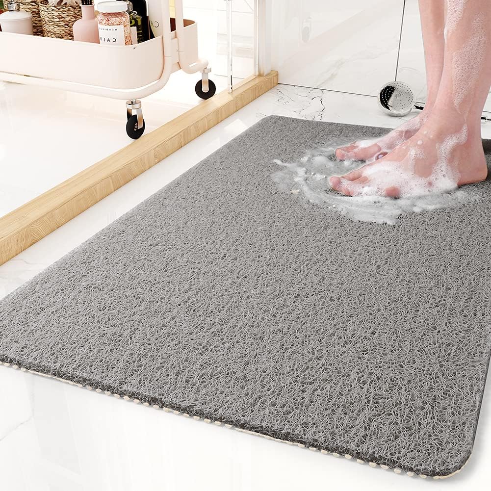 Alfombrilla de ducha de PVC gris - antideslizante, permeable al agua, recortable