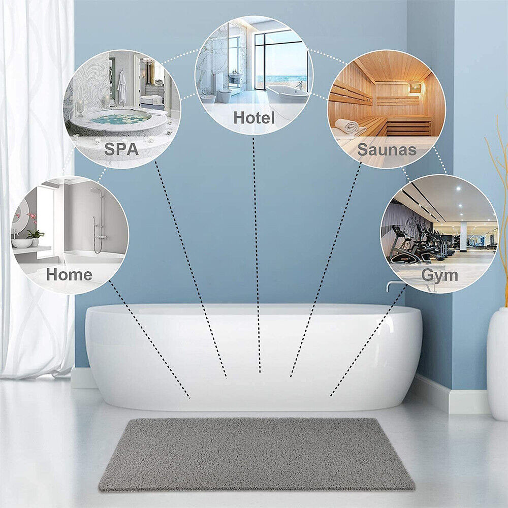 Alfombrilla de ducha de PVC gris - antideslizante, permeable al agua, recortable