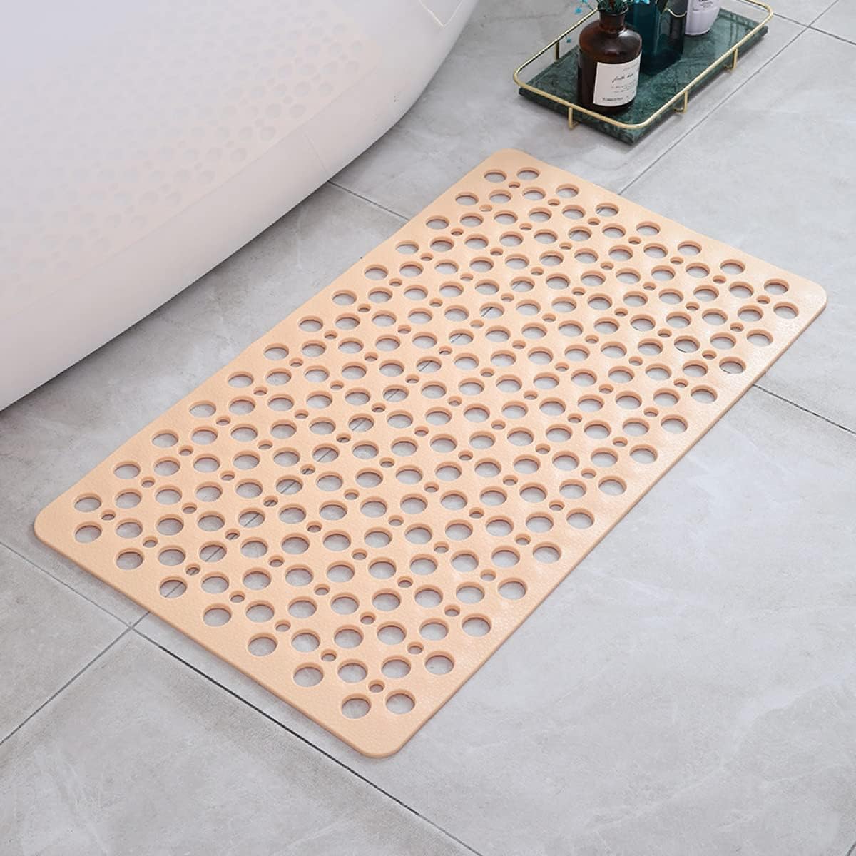 Graue PVC-Duschmatte — rutschfest, wasserableitend, schimmelresistent