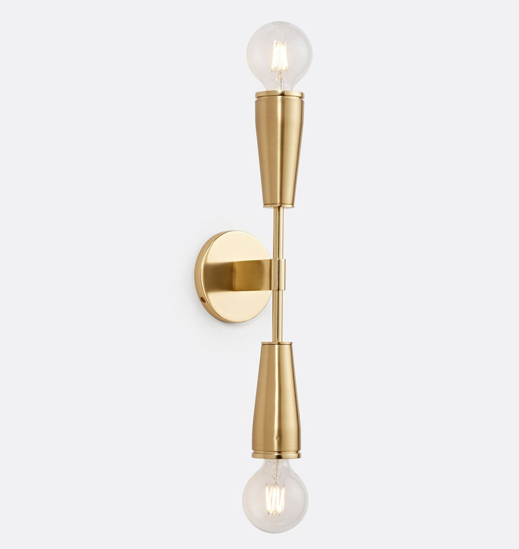 AureaWall Mid-Century Dual-Shade Wall Lamp — Open Bulb Compatible Frame