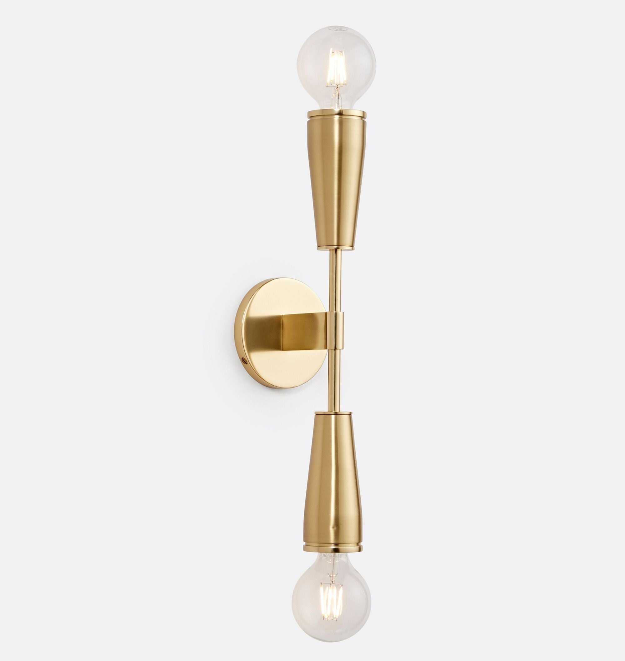 AureaWall Mid-Century Dual-Shade Wall Lamp — Open Bulb Compatible Frame