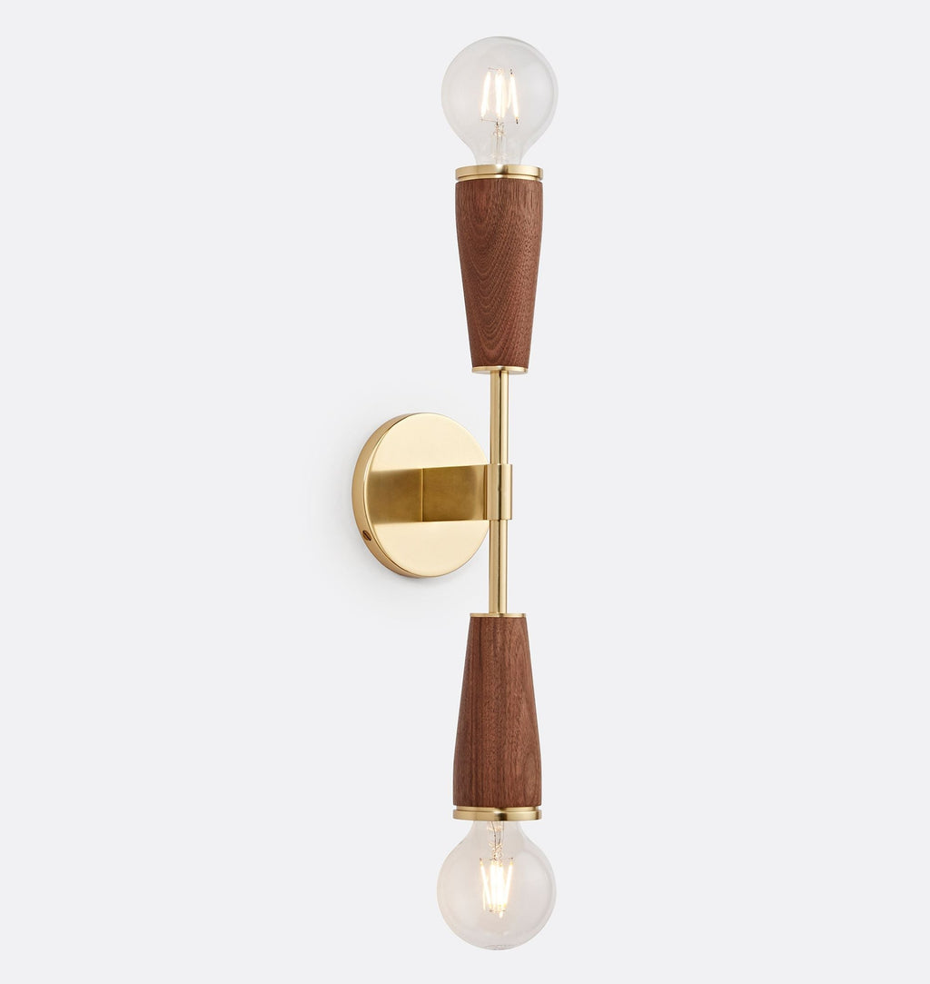 AureaWall Mid-Century Dual-Shade Wall Lamp — Open Bulb Compatible Frame