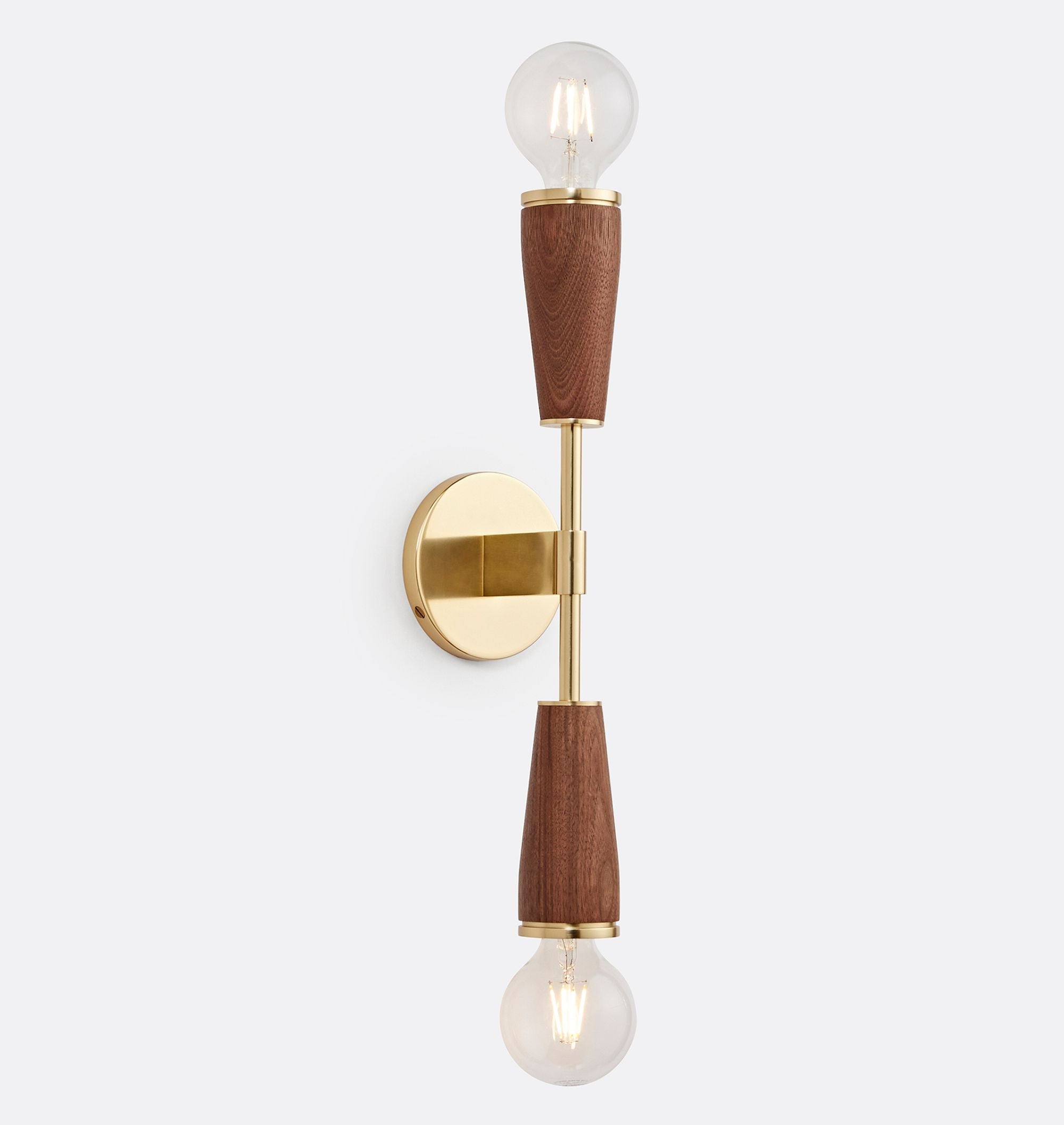 AureaWall Mid-Century Dual-Shade Wall Lamp — Open Bulb Compatible Frame