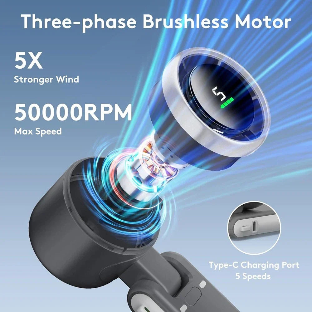 Tragbarer Turboventilator – 5 Geschwindigkeitsstufen, faltbar, per USB aufladbar