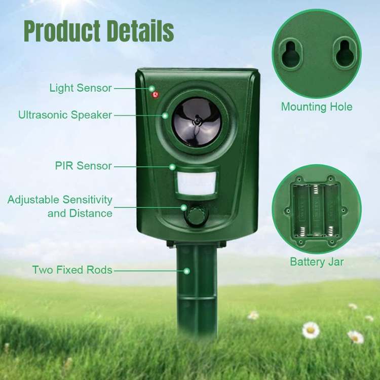 Dispozitiv cu ultrasunete pentru alungarea pisicilor — Senzor de mișcare, impermeabil IPX4