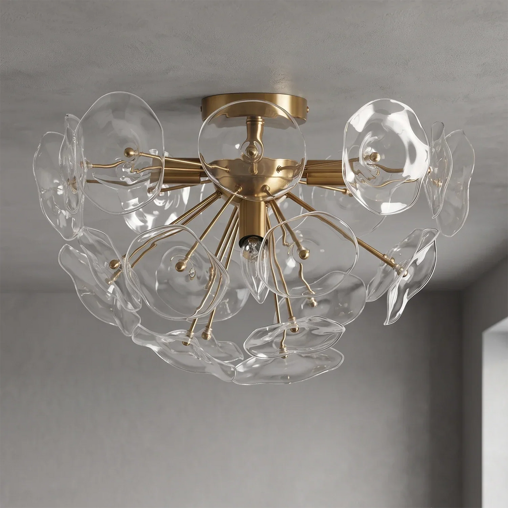 Isolde Glass Petal Sputnik Flush Mount Ceiling Light | wildoxy