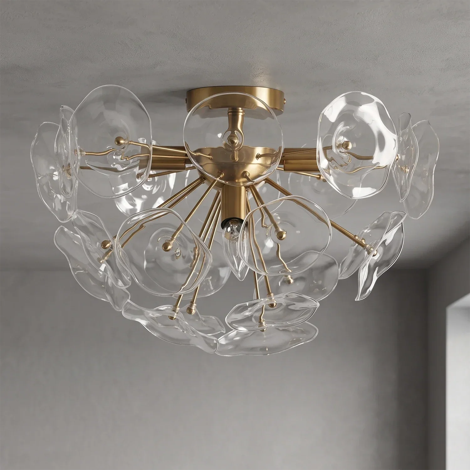 Isolde Glass Petal Sputnik Flush Mount Ceiling Light | wildoxy