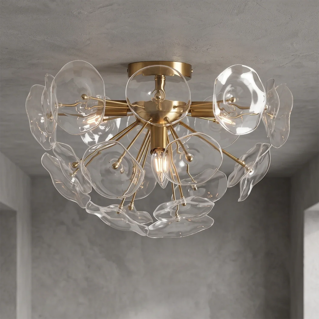Isolde Glass Petal Sputnik Flush Mount Ceiling Light | wildoxy
