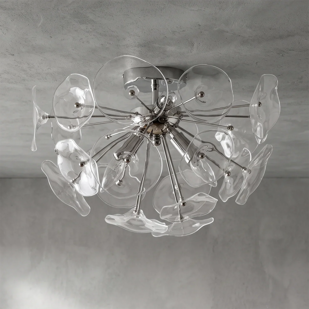 Isolde Glass Petal Sputnik Flush Mount Ceiling Light | wildoxy
