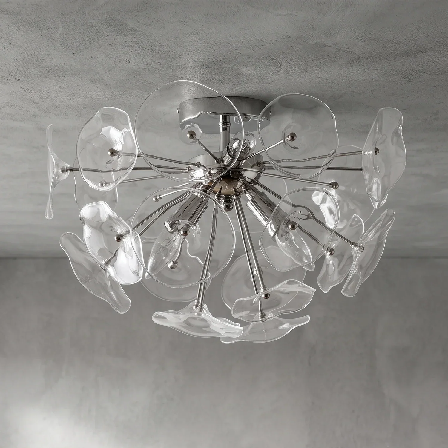 Isolde Glass Petal Sputnik Flush Mount Ceiling Light | wildoxy