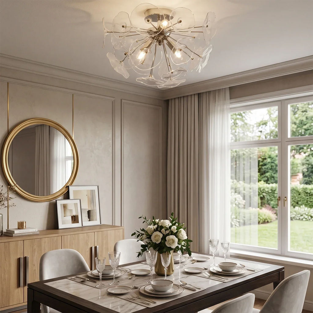 Isolde Glass Petal Sputnik Flush Mount Ceiling Light | wildoxy