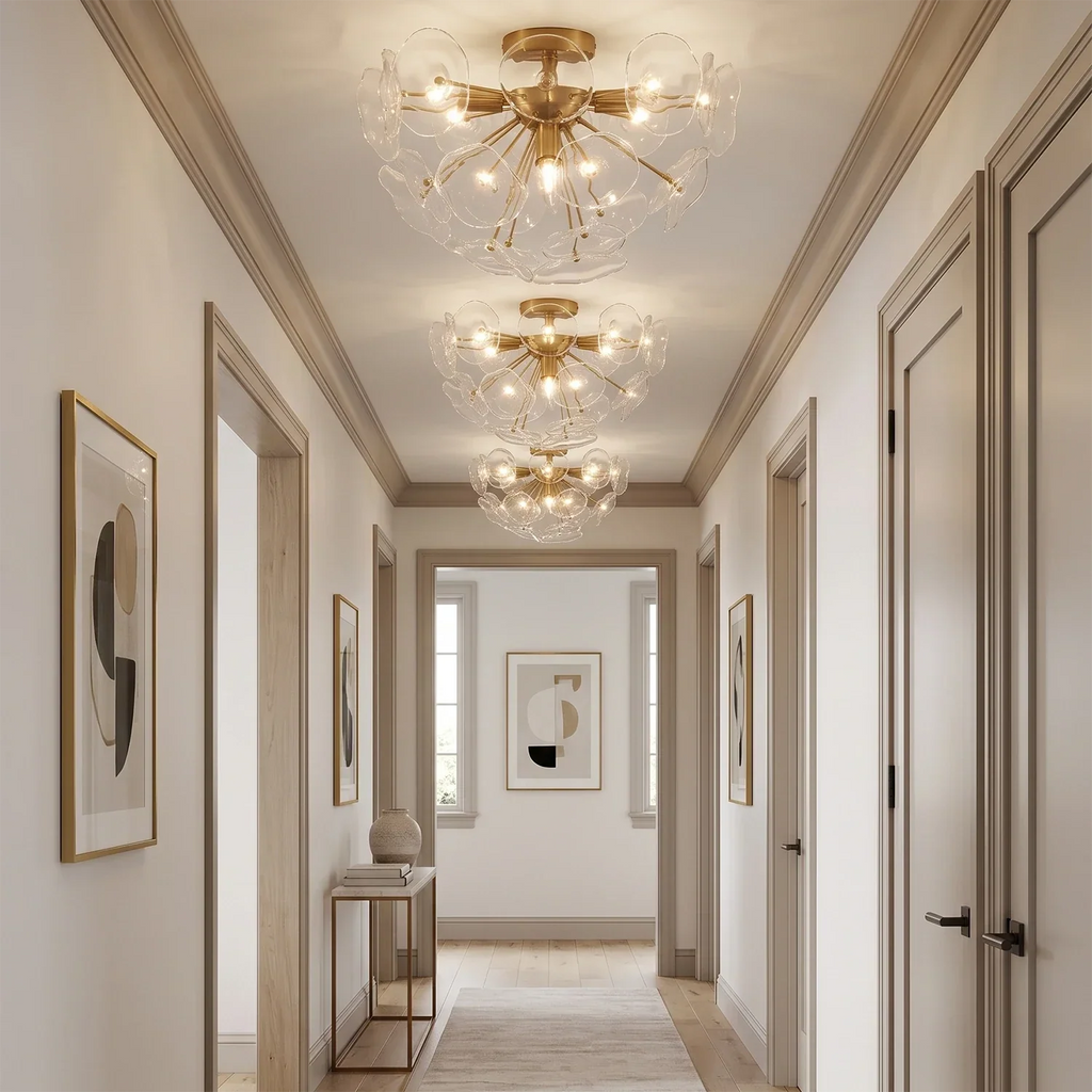 Isolde Glass Petal Sputnik Flush Mount Ceiling Light | wildoxy