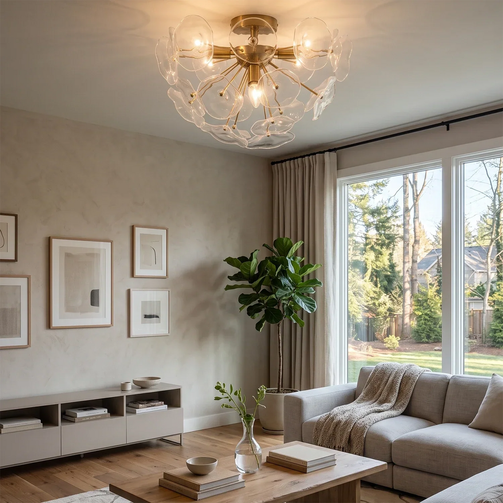 Isolde Glass Petal Sputnik Flush Mount Ceiling Light | wildoxy