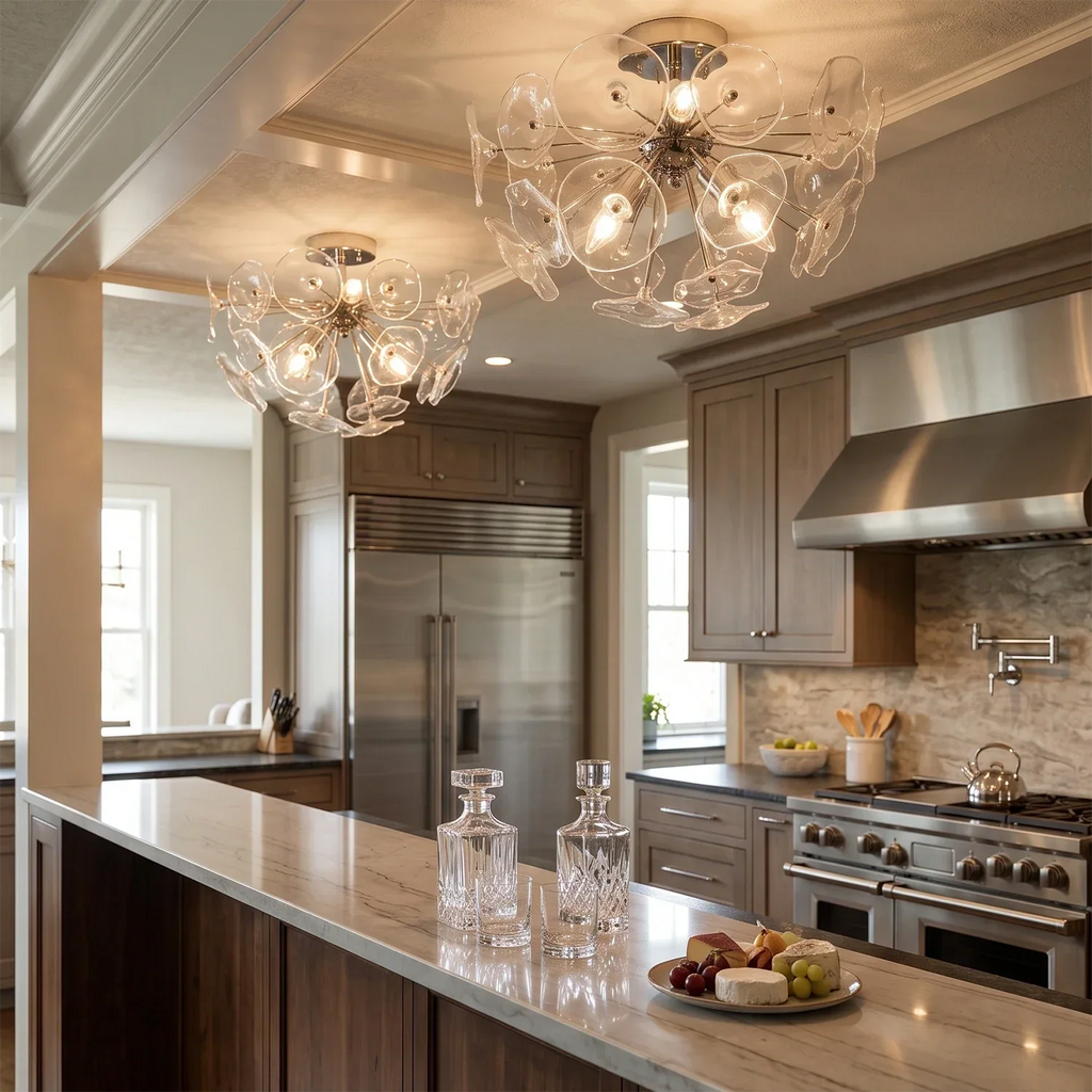 Isolde Glass Petal Sputnik Flush Mount Ceiling Light | wildoxy
