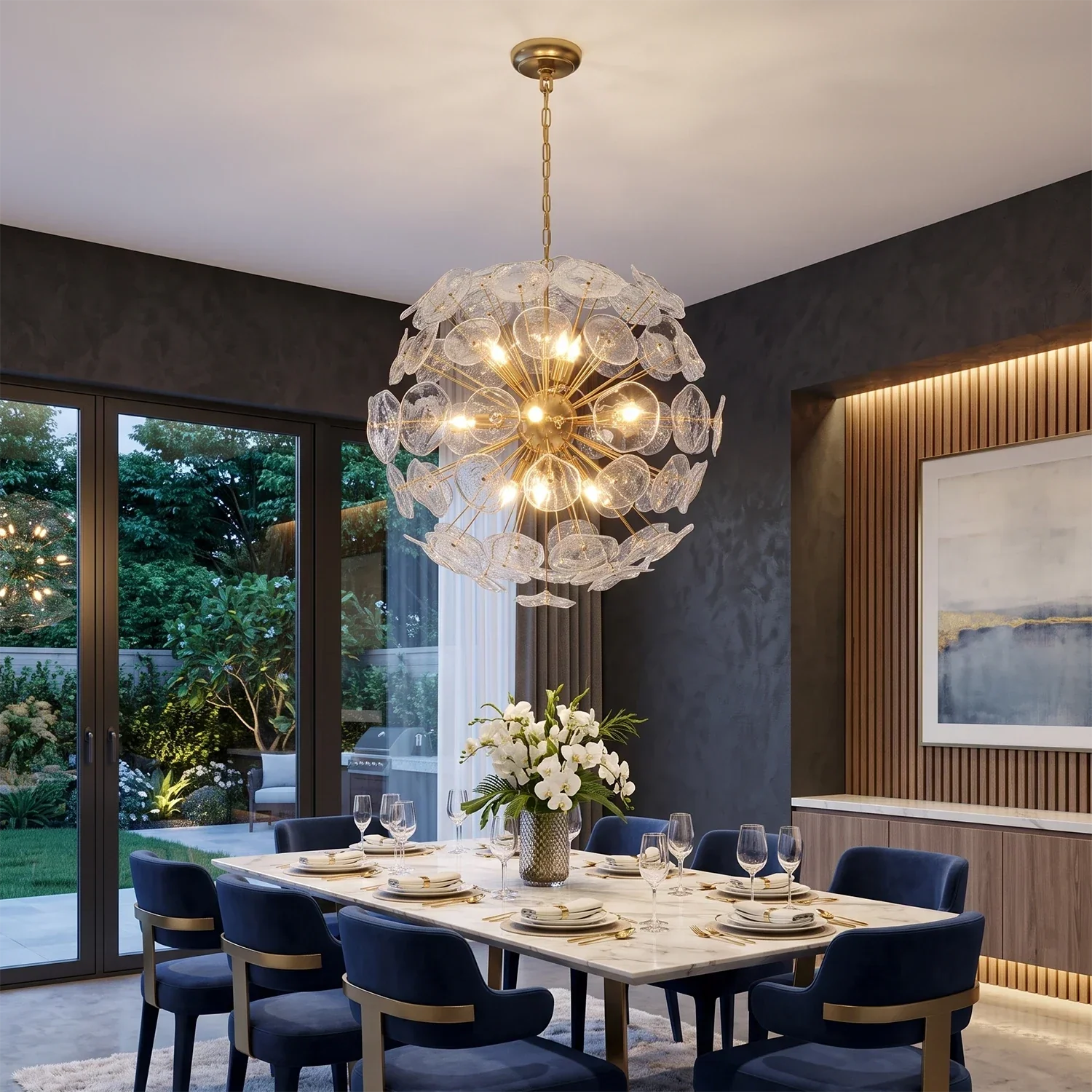 Isolde Glass Petal Sputnik Sphere Chandelier | wildoxy