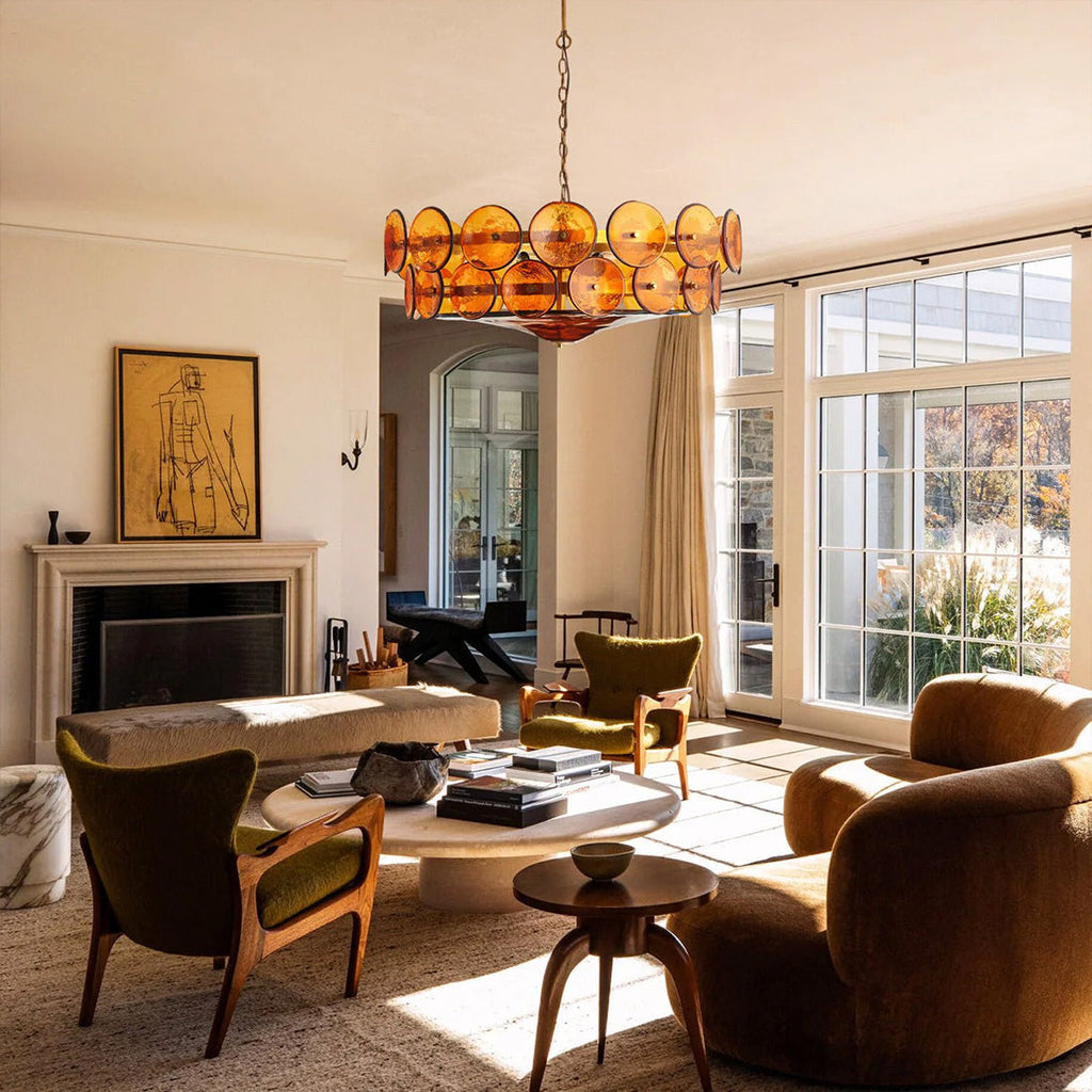 Italian Murano Style Glass Disc Chandelier | wildoxy