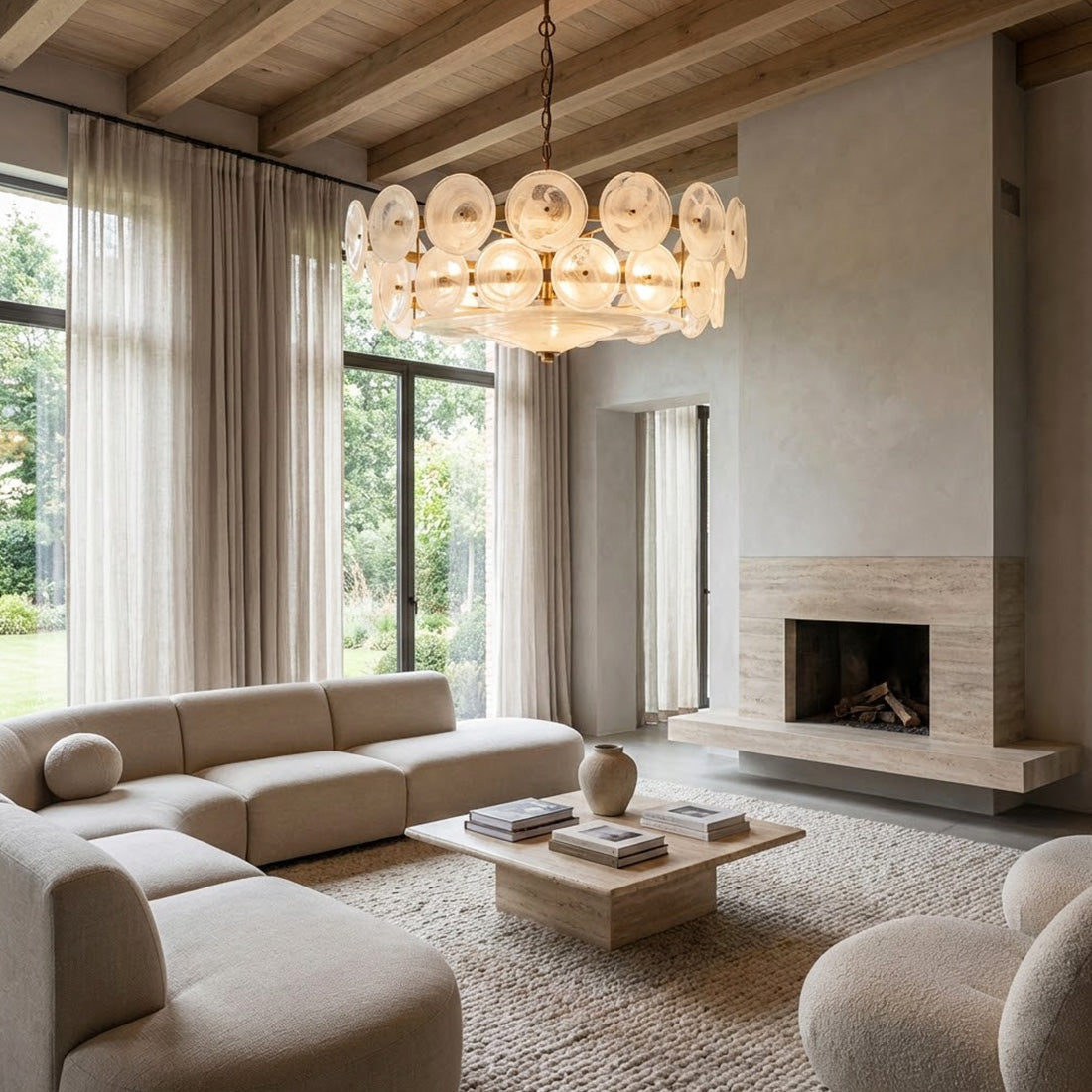 Italian Murano Style Glass Disc Chandelier | wildoxy
