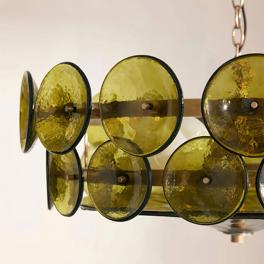 Italian Murano Style Glass Disc Chandelier | wildoxy