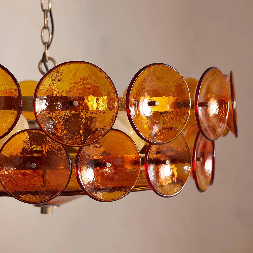 Italian Murano Style Glass Disc Chandelier | wildoxy