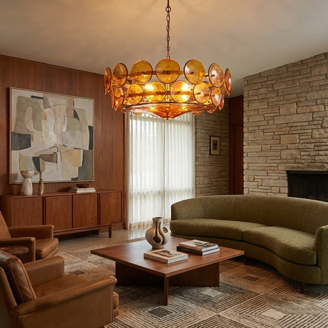 Italian Murano Style Glass Disc Chandelier | wildoxy