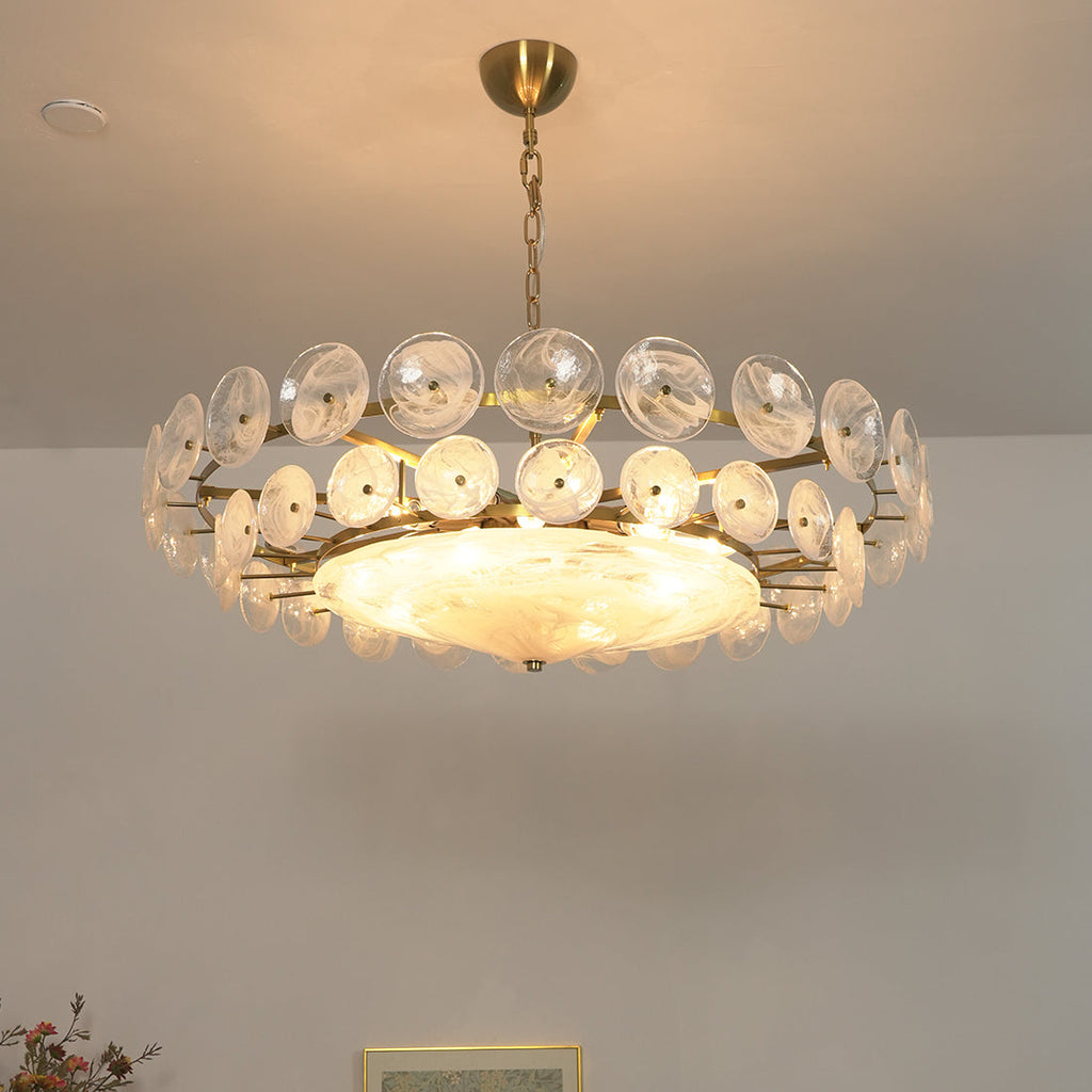 Italian Murano Style Glass Disc Chandelier | wildoxy