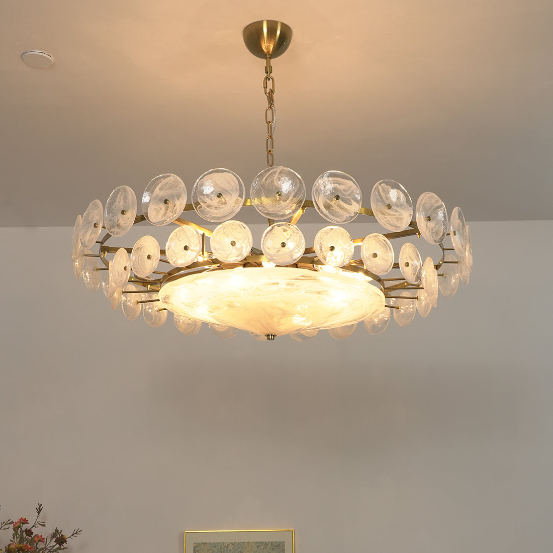 Italian Murano Style Glass Disc Chandelier | wildoxy