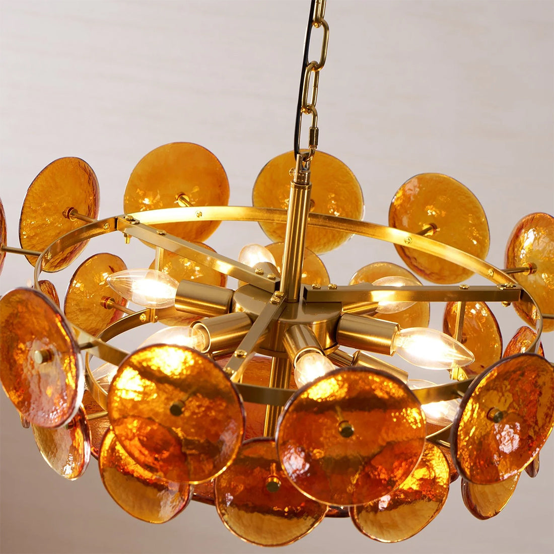 Italian Murano Style Glass Disc Chandelier | wildoxy