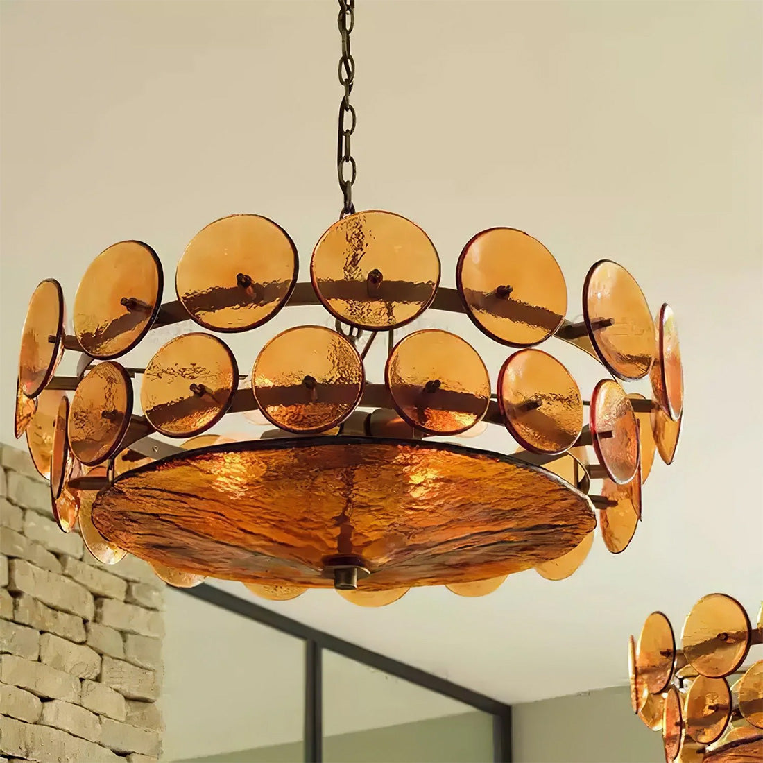 Italian Murano Style Glass Disc Chandelier | wildoxy