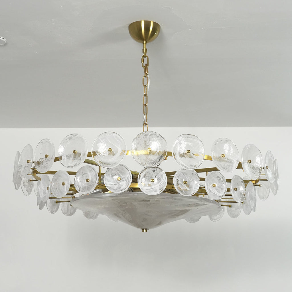 Italian Murano Style Glass Disc Chandelier | wildoxy