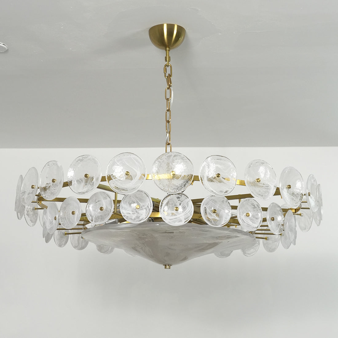 Italian Murano Style Glass Disc Chandelier | wildoxy