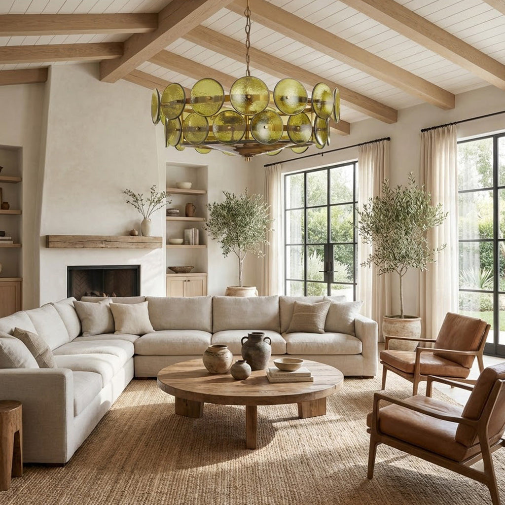 Italian Murano Style Glass Disc Chandelier | wildoxy