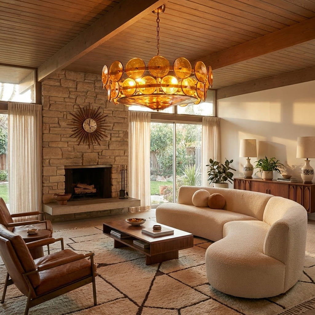 Italian Murano Style Glass Disc Chandelier | wildoxy