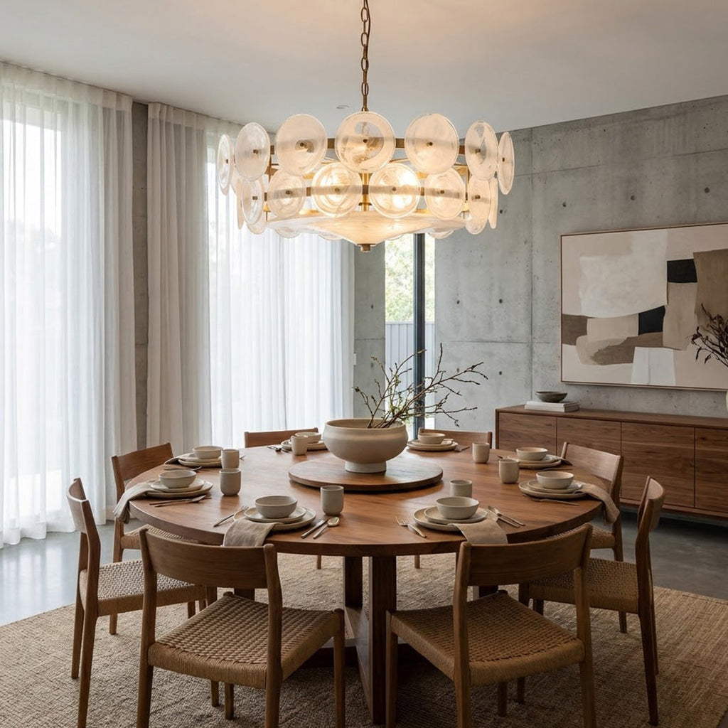 Italian Murano Style Glass Disc Chandelier | wildoxy