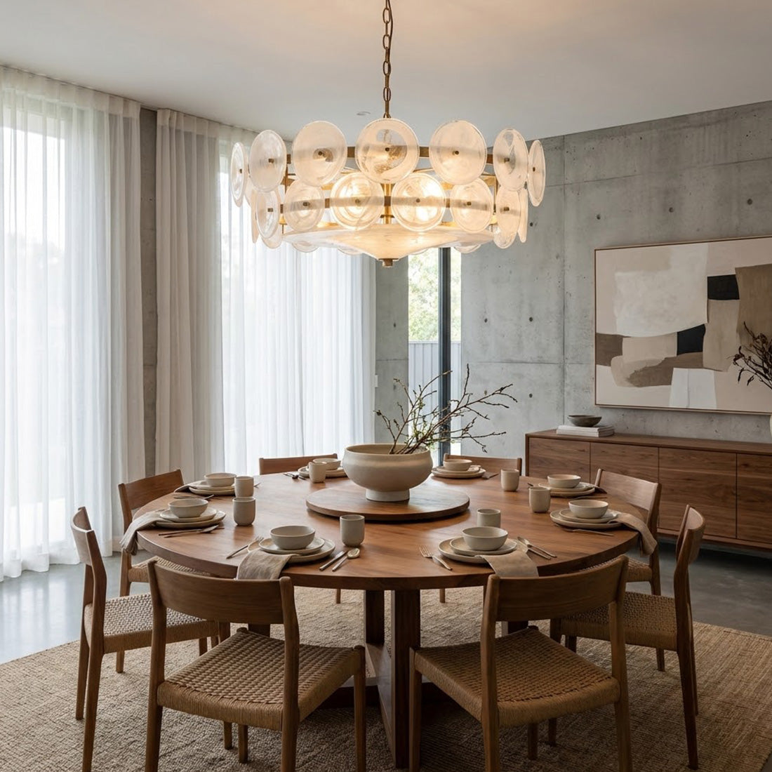 Italian Murano Style Glass Disc Chandelier | wildoxy