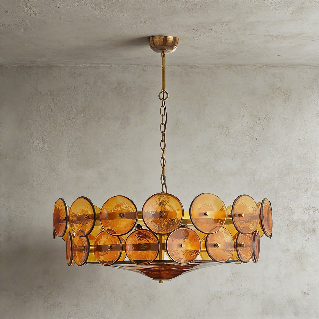Italian Murano Style Glass Disc Chandelier | wildoxy