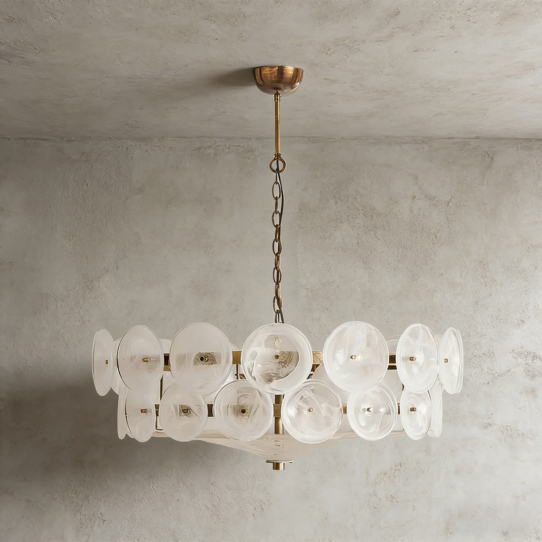 Italian Murano Style Glass Disc Chandelier | wildoxy
