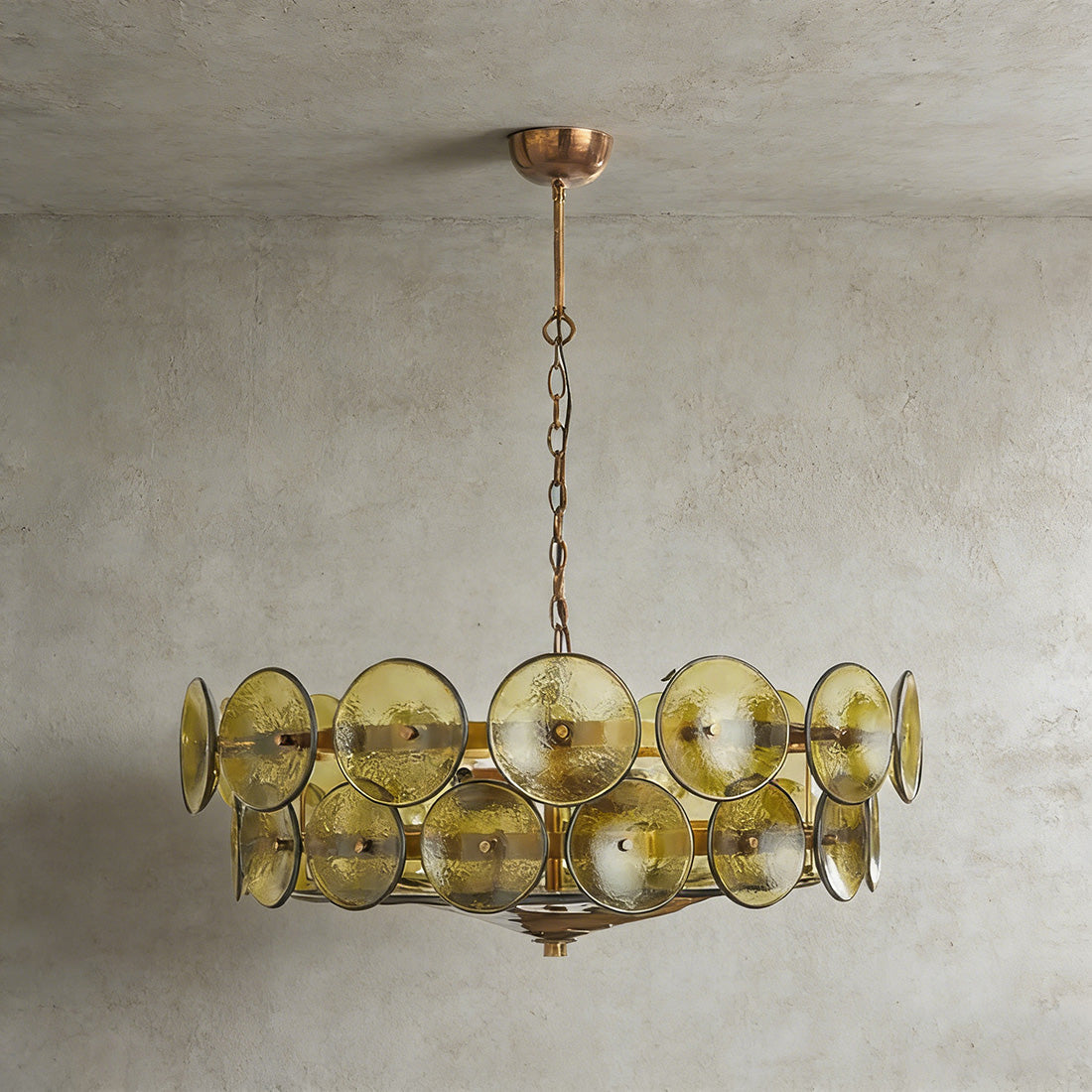Italian Murano Style Glass Disc Chandelier | wildoxy
