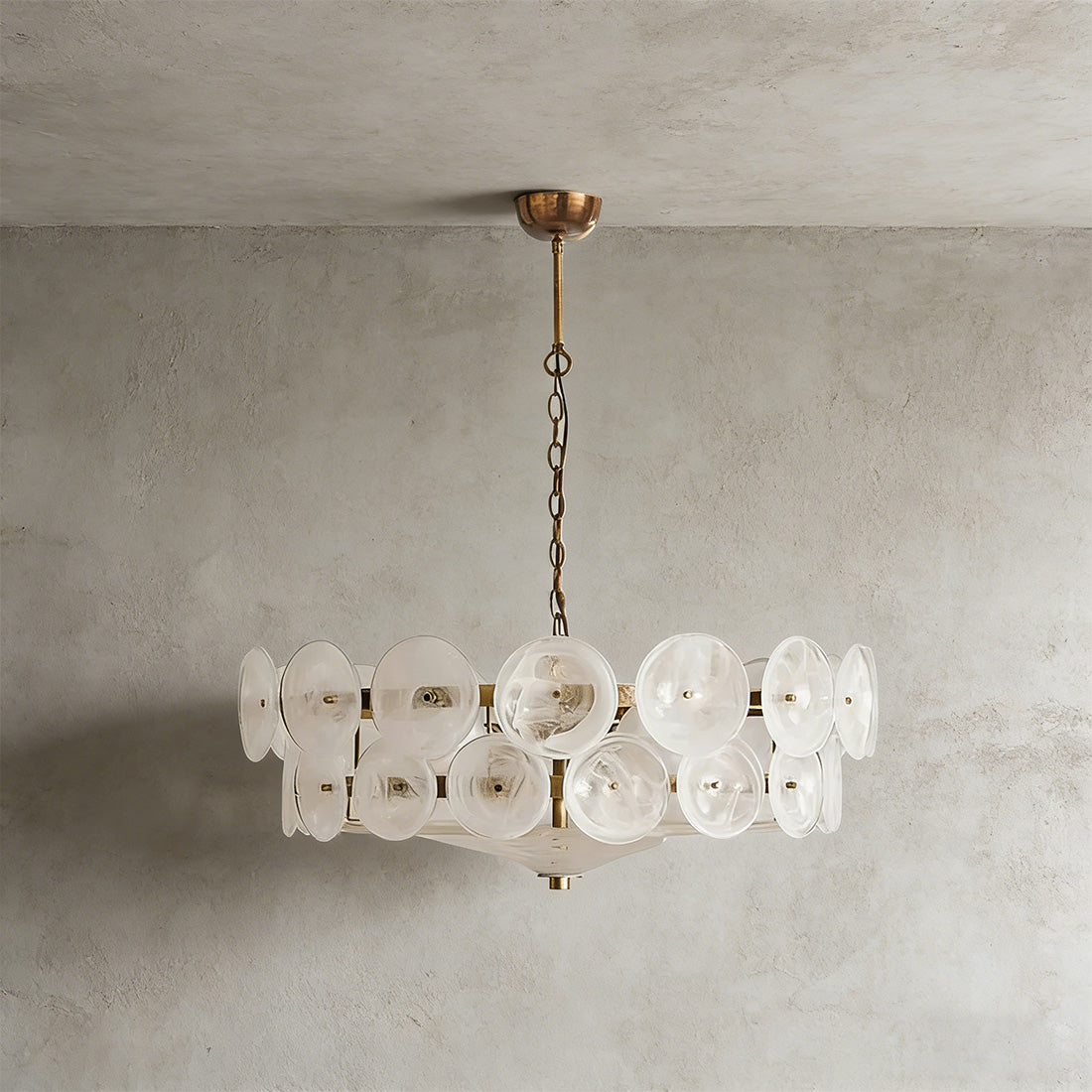 Italian Murano Style Glass Disc Chandelier | wildoxy