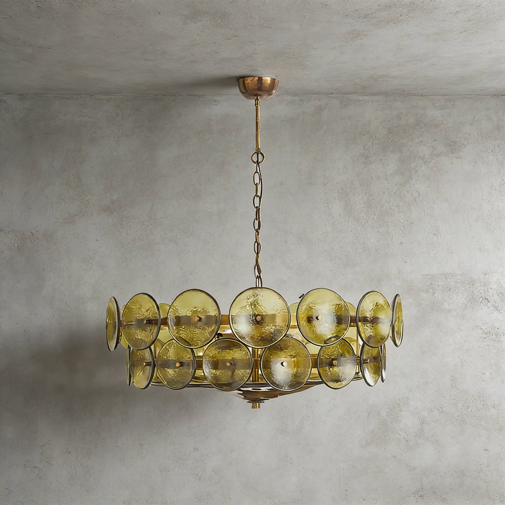 Italian Murano Style Glass Disc Chandelier | wildoxy