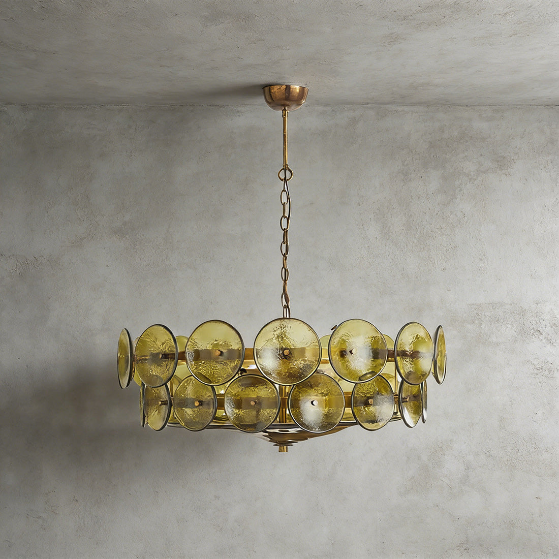Italian Murano Style Glass Disc Chandelier | wildoxy