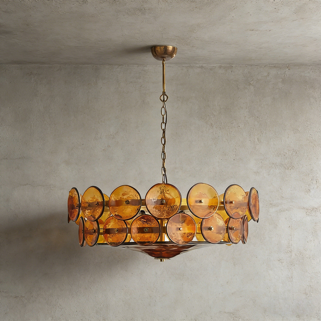 Italian Murano Style Glass Disc Chandelier | wildoxy