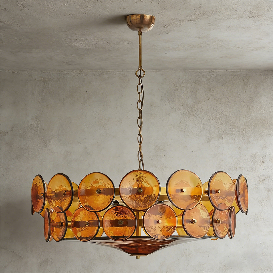 Italian Murano Style Glass Disc Chandelier | wildoxy