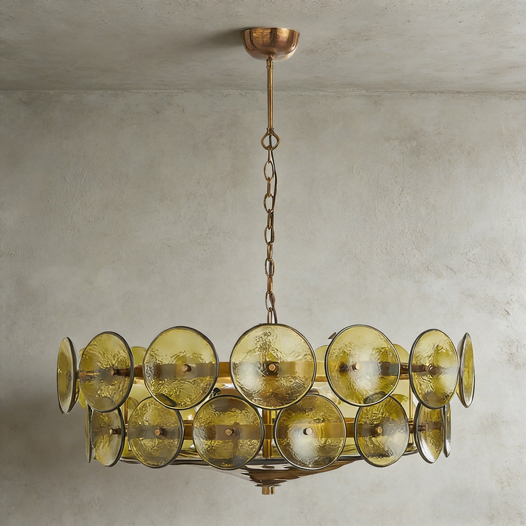 Italian Murano Style Glass Disc Chandelier | wildoxy
