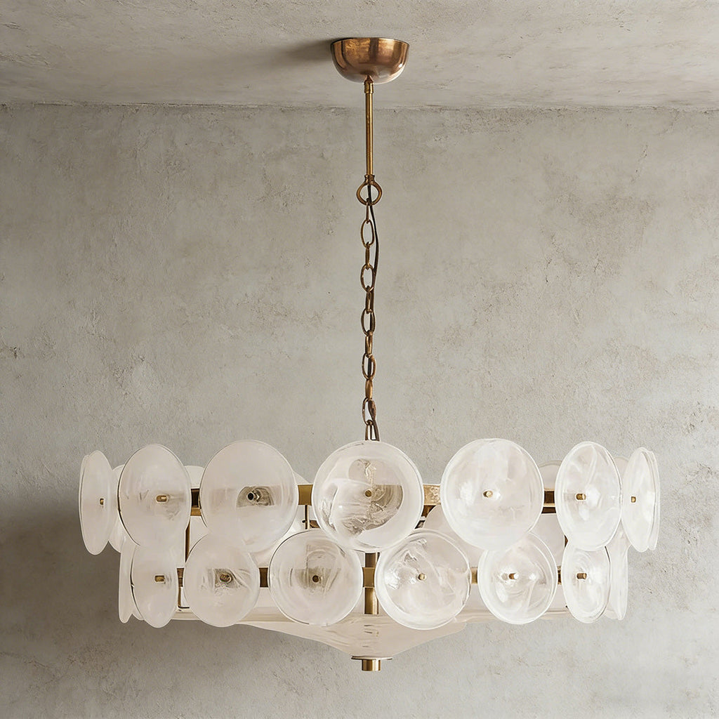 Italian Murano Style Glass Disc Chandelier | wildoxy